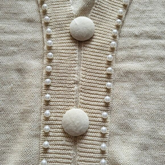 Maurada Vintage Faux Cardigan Sweater With Button and Pearl Details Size Medium - Picture 3 of 12